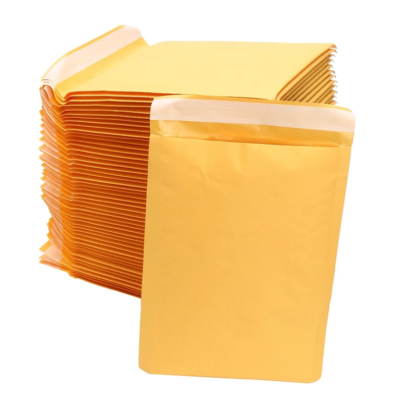 New 50Pcs высокое качество желтый крафт пузырьковый почтовый пакет мягкие конверты