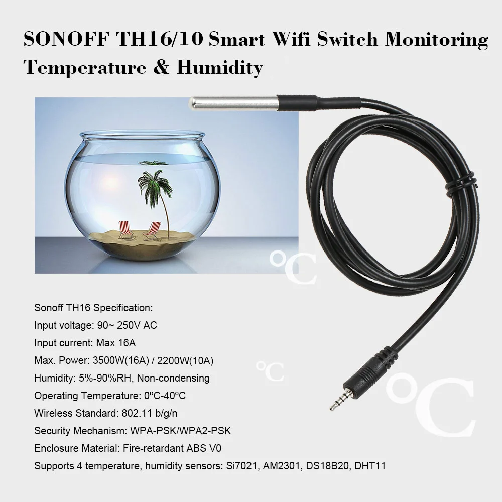 Водонепроницаемый датчик температуры SONOFF DS18B20 домашняя Автоматизация 2/3/4/5