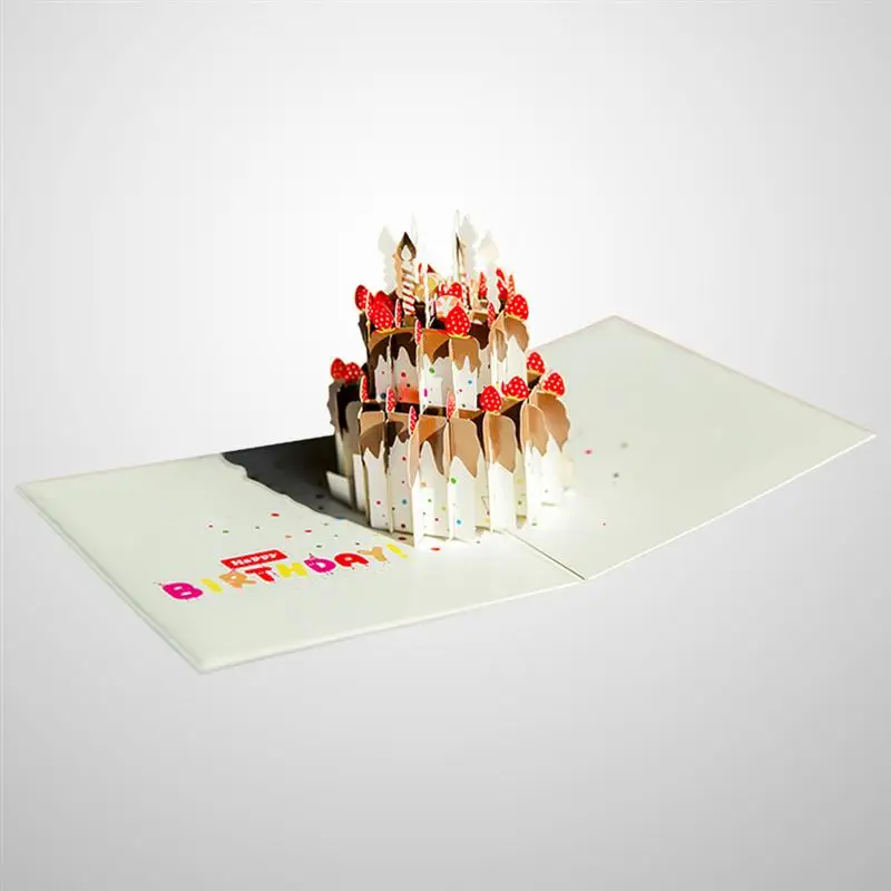 1 шт. всплывающие открытки ручной работы нежный 3D Торт открытка на день рождения с