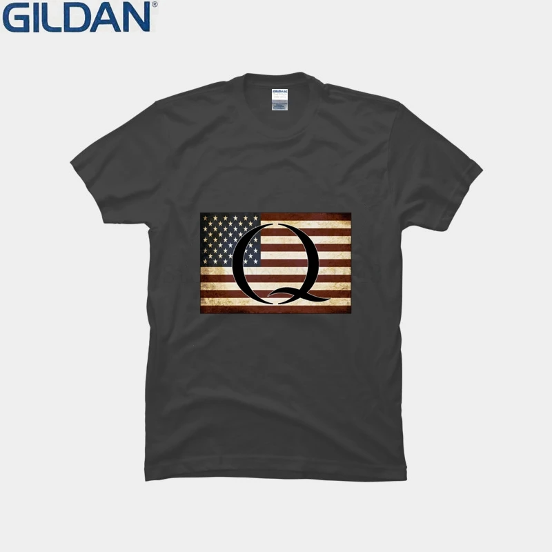 Графический Qanon флаг США футболка сумасшедшая Классическая мужская нормальная