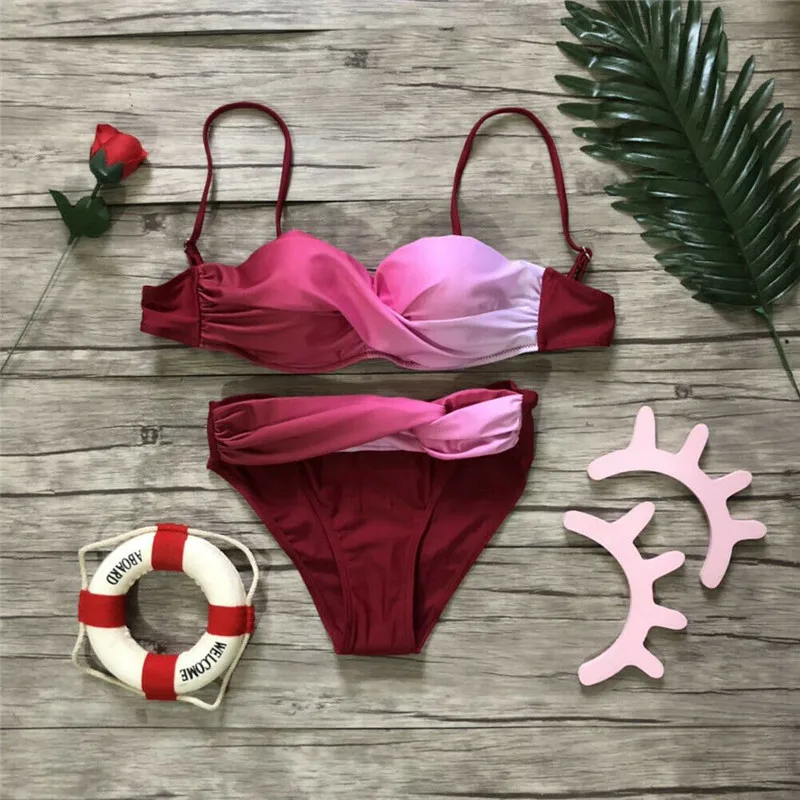 

New Women Sexy Swimsuit Swimwear Push-up Padded Bra 2019 Newest Hot Sale Bikini Set Bathing Beachwear stroj kapielowe damskie
