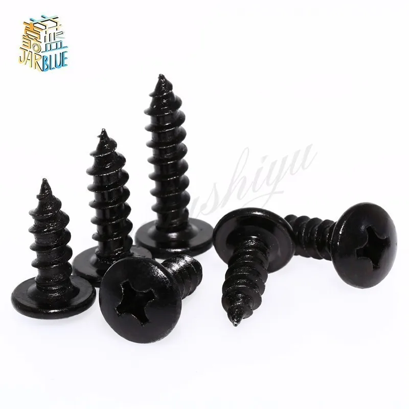 

50pcs/25pcs M3 M4 M5*l Steel With Black Phillips Truss Head (cross Recessed Mushroom Head) Self Tapping Screws