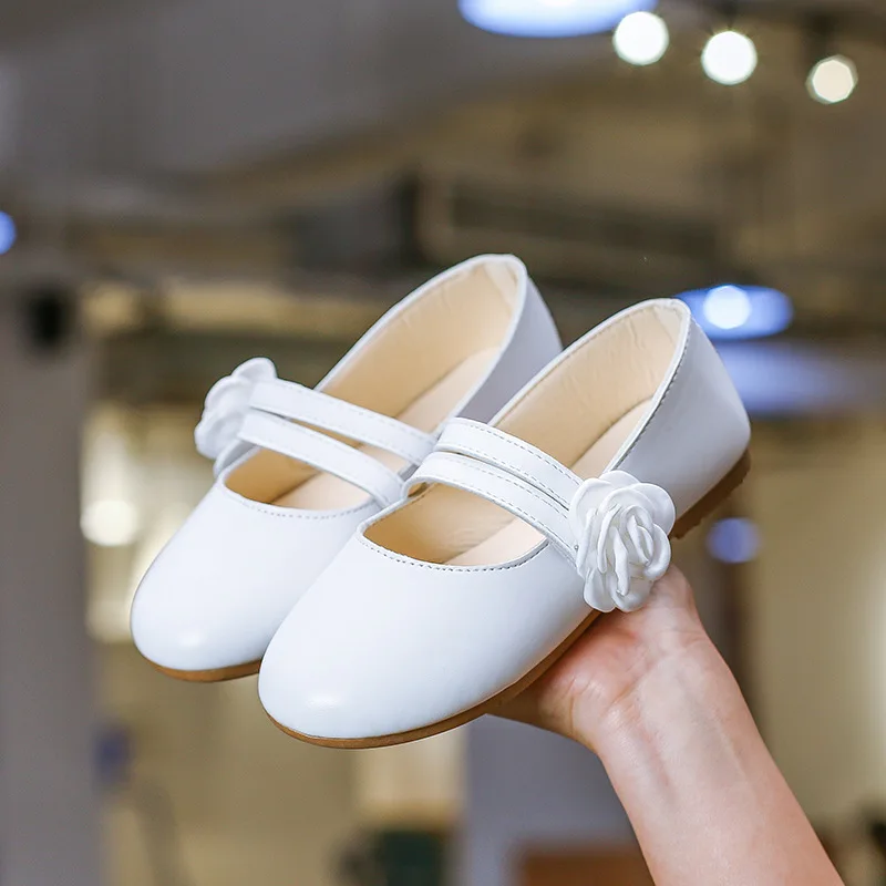 Children's Kids Shoes Girls Party Season Girl Leather Princess Flower Solid Color Children Magic Soft Bottom Single Shoe |