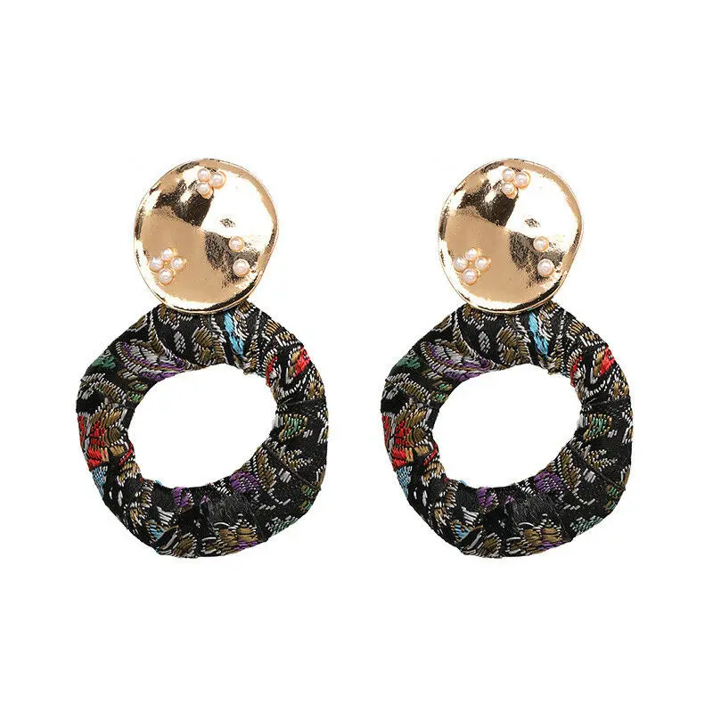 Fashion Women Bohemian Colorful Cloth Round Drop Statement Earrings Jewelry Gift Brand Fine | Украшения и аксессуары