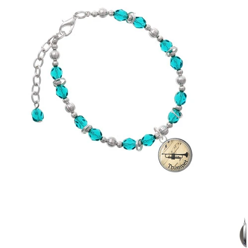 Silvertone куполом музыка-труба бирюзовый браслет из бисера |