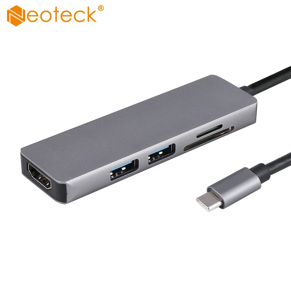 Neoteck Алюминий 5 в 1 USB C концентратор Type мультипорты 3 0 SD TF кардридер адаптер 4K HDMI