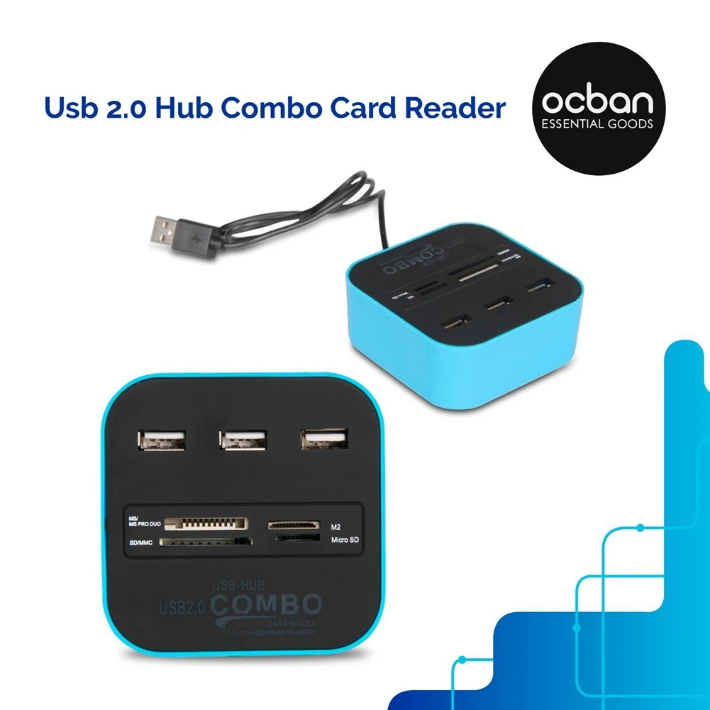 Комбо многофункциональный USB2.0 кард-ридер с концентратором сплиттер SD