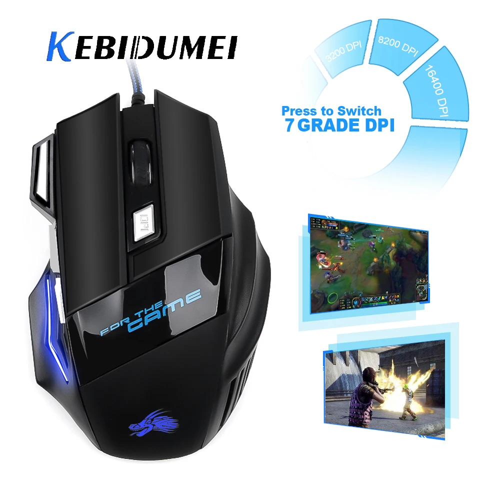 Kebidumei USB Проводная оптическая 6/7 кнопок игровая мышь 5500 точек/дюйм