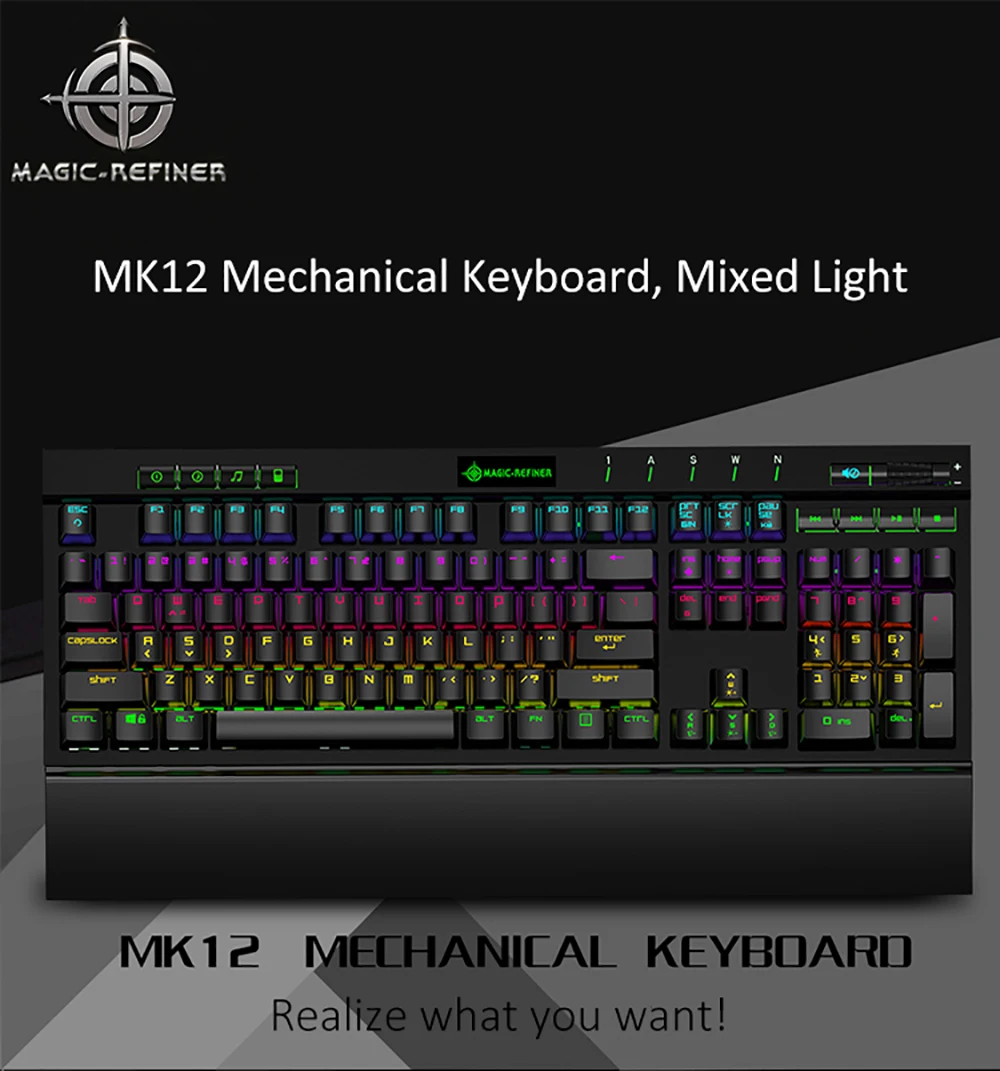 Механическая игровая клавиатура Magic Refiner MK12 USB Проводная 12 RGB 19 с подсветкой