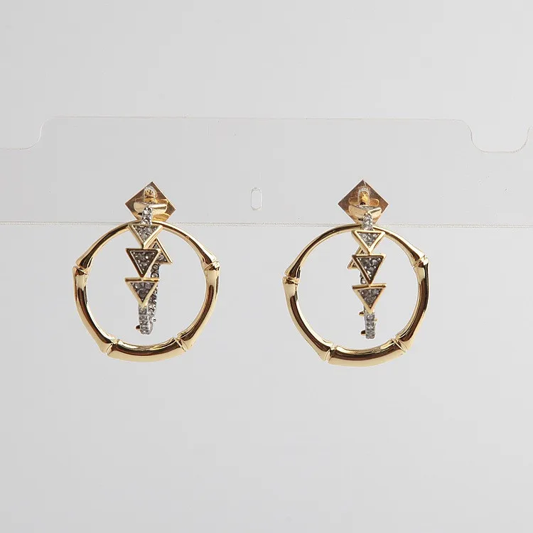 

Free shipping Personality with drill rounded triangular crystal stud earrings for woman