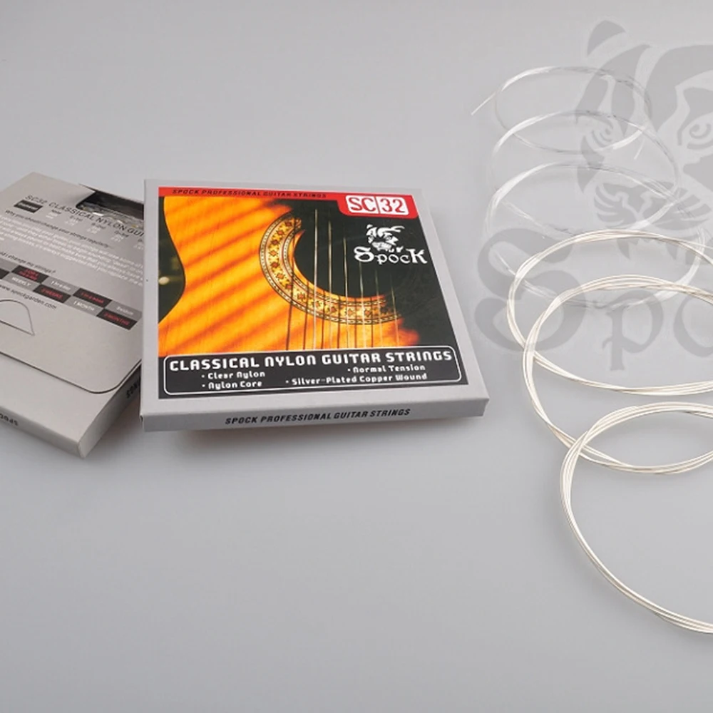 Classical Guitar Strings Spock SC32 Clear Nylon Core Silver Plated 028 043 inch | Спорт и развлечения