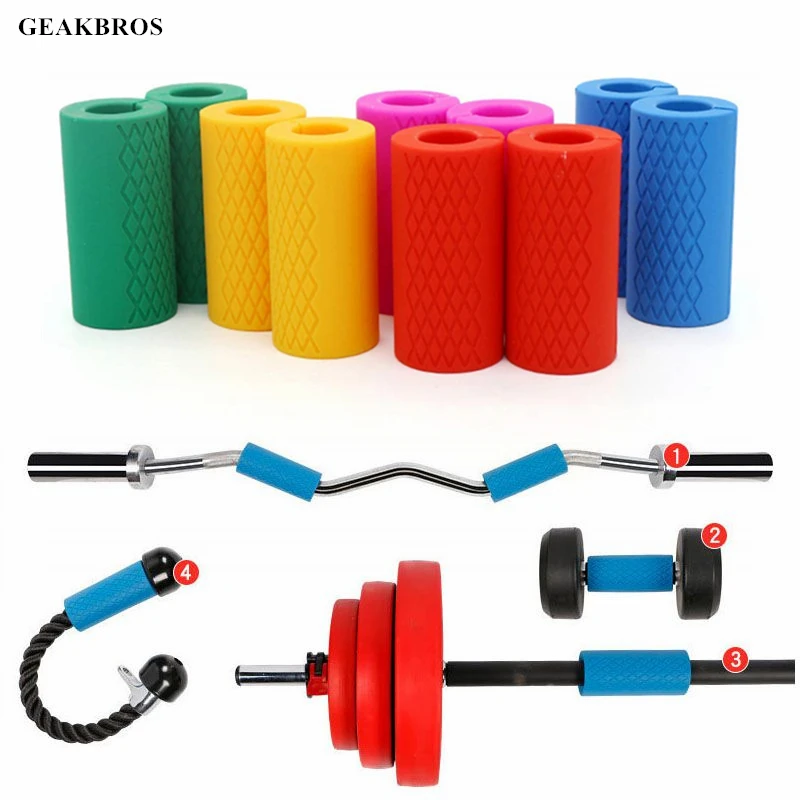 

1 Pair Thick Bar Grips Barbell Dumbbell Non-slip Silicone Rubber Grip Handles Training Arm Muscle Weightlifting Fat Grip Support