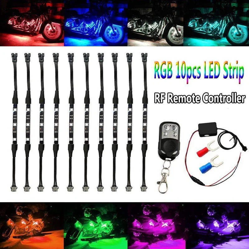 10 шт. мотоцикл светодиодный двухрядный свет полосы комплект Bluetooth с поддержкой