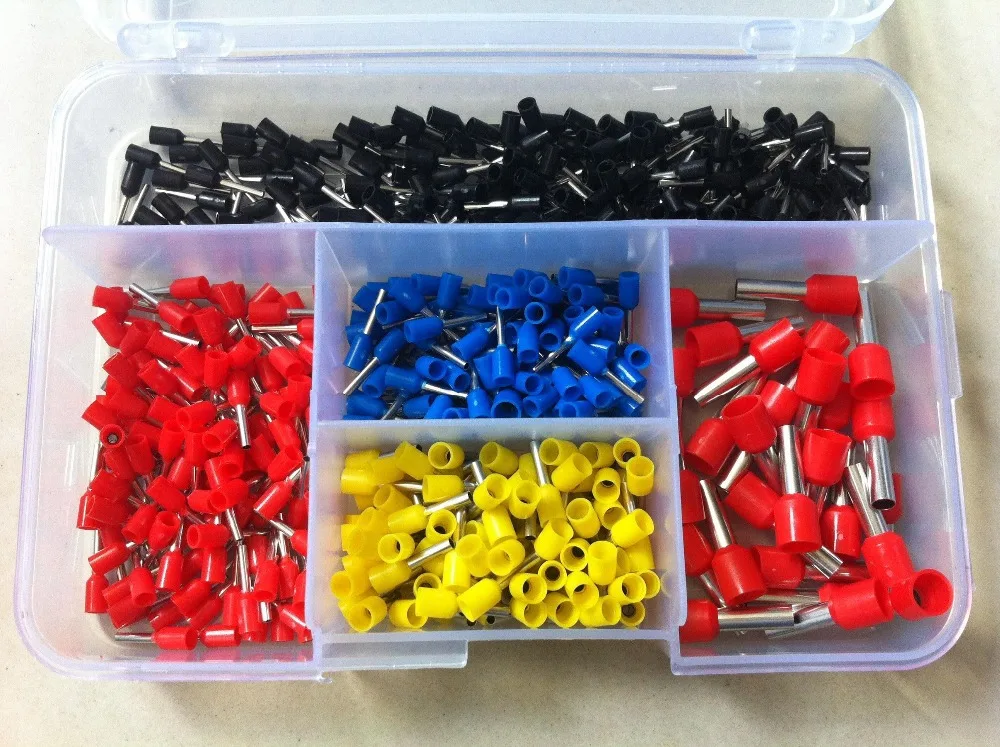 

525pcs/lot Insulated Terminals Electrical Crimp Connector Assortment Kit , Copper bottace ferrules l terminal connector