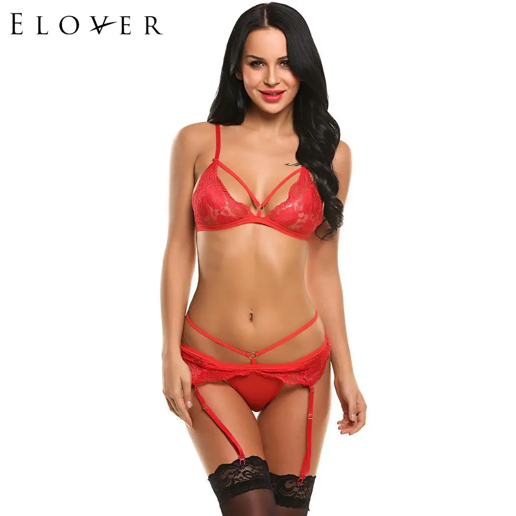 Elover Bralette Babydoll сексуальный комплект нижнего белья с пряжкой на спине ночное белье