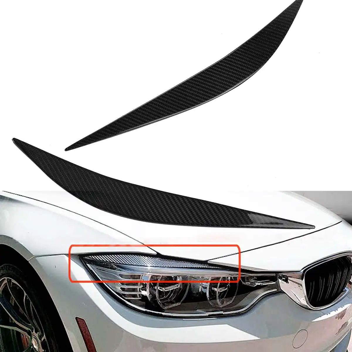 

Новинка для BMW F80 M3 F82 F83 M4 2014-2017, пара автомобильных передних фар из углеродного волокна, крышка под глаза для век, обшивка бровей