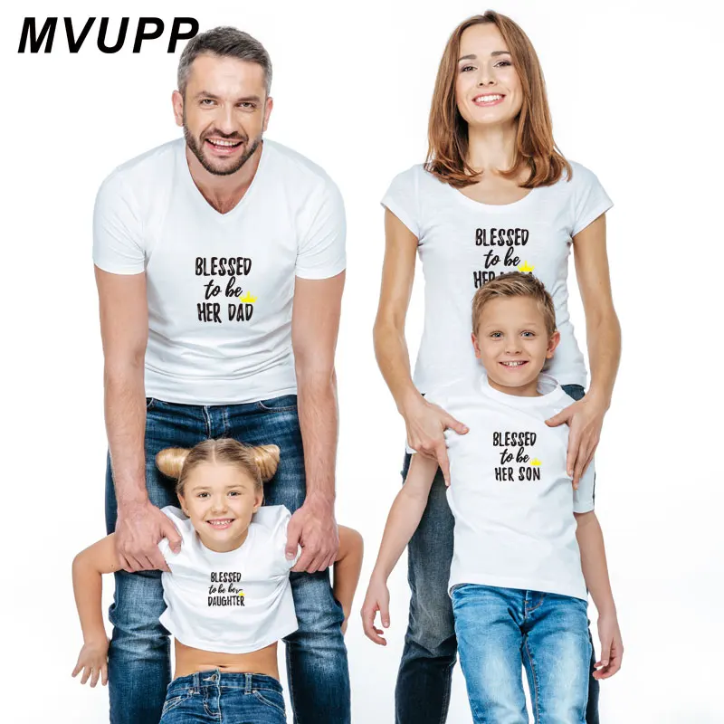 

MVUPP fashion Print family looks tops matching cotton clothes outfits mother daughter t shirt daddy mommy and me baby clothing
