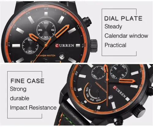 Men Military Leather Analog Army Stainless Steel Sports Date Quartz Wrist Watch | Электроника