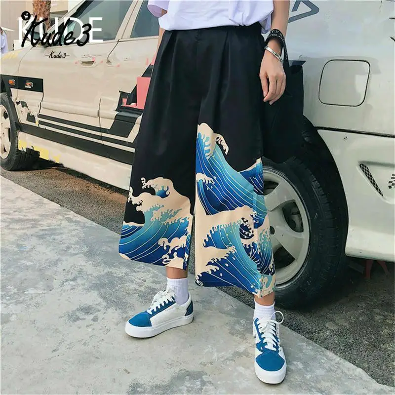 Японские повседневные брюки Harajuku Ukiyo e летние свободные для отдыха женские