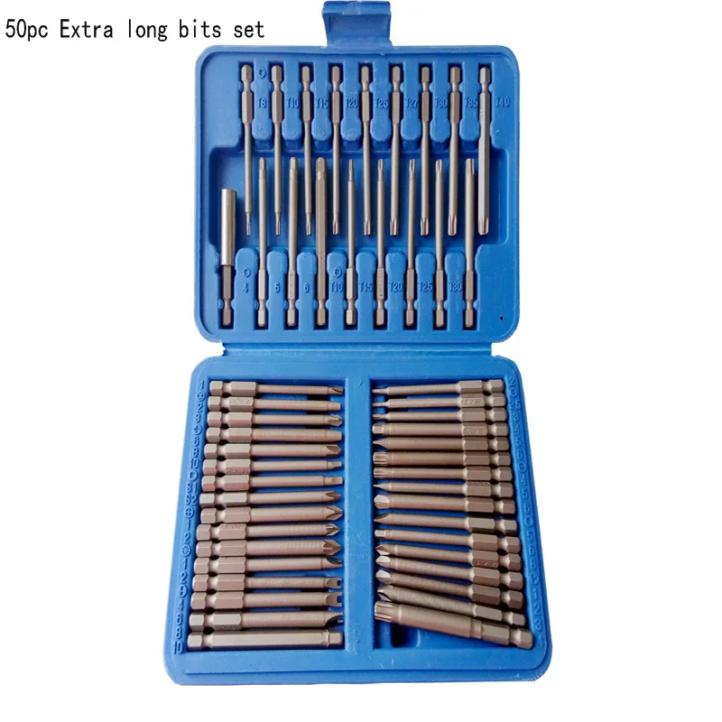 50pcs Screwdriver Bit Set Car Repair Tool Long Screwdriver Tip Bit Set Strength For Electric Drill Screw Head Tamper Hand Tools