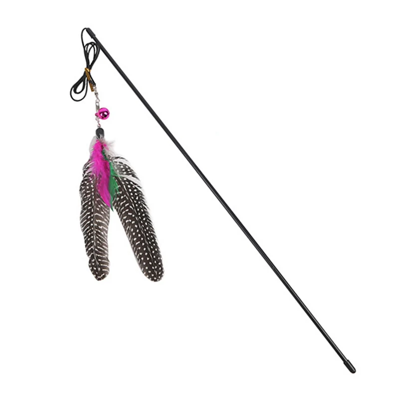 New Feather Plush Plastic Toy For Pet Long Size Cute Cat Catcher Teaser Turkey Funny Bird With Bell Flying Stick | Дом и сад