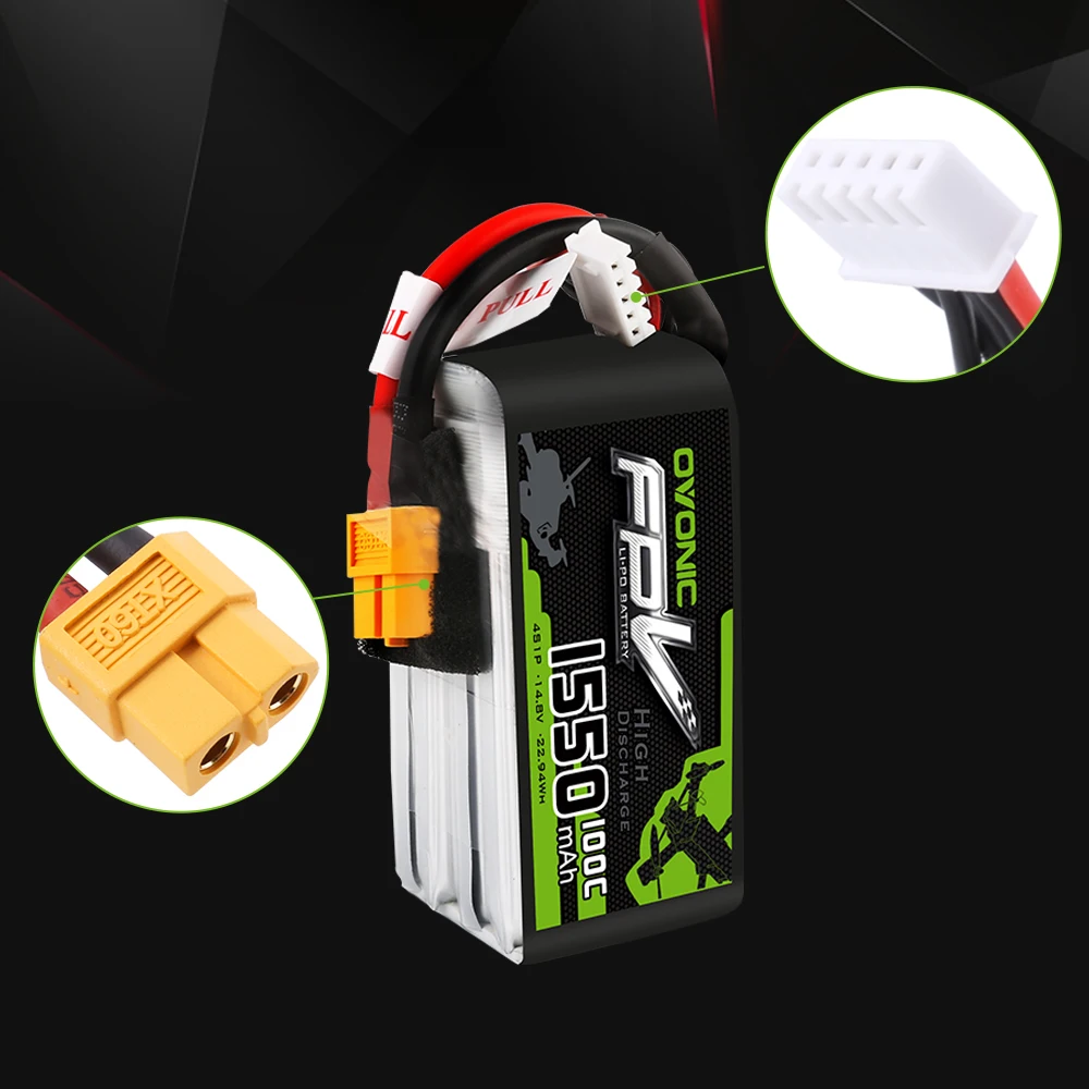 2 упаковки OVONIC 1550mAh 4S 100C Max 200C 14 8 V Lipo Battery XT60 Plug FPV Racing Drone Quadcopter Racer|Детали и