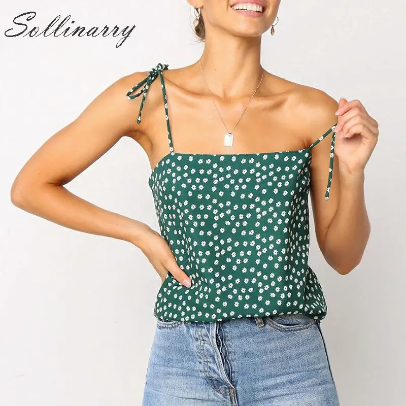 Sollinarry Boho Straphetti пикантные базовые летние топы Для женщин богемные платья Casual Tanks и