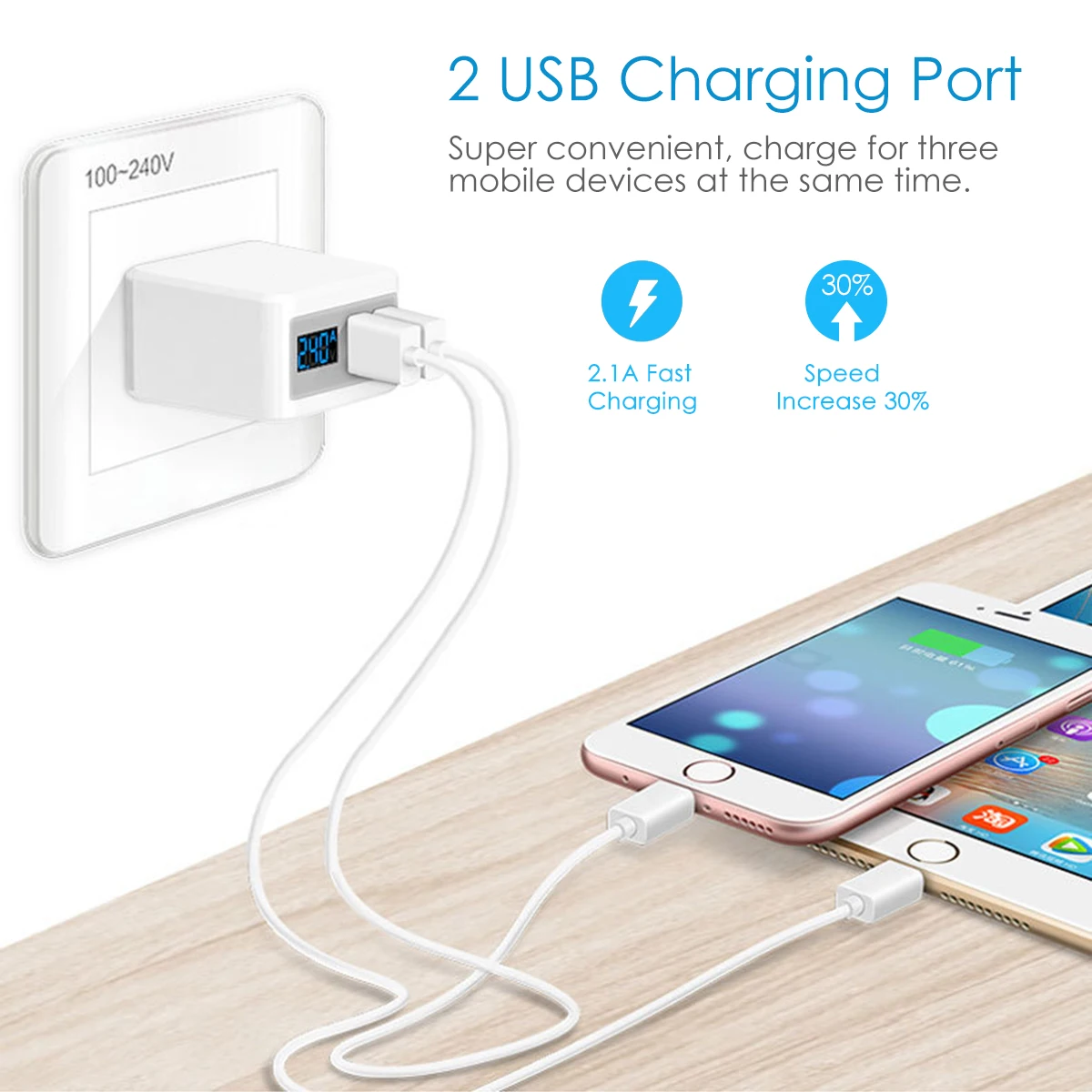 Сетевое зарядное устройство SOONHUA с светодиодный USB портами 5 В 2 1 А|Зарядные