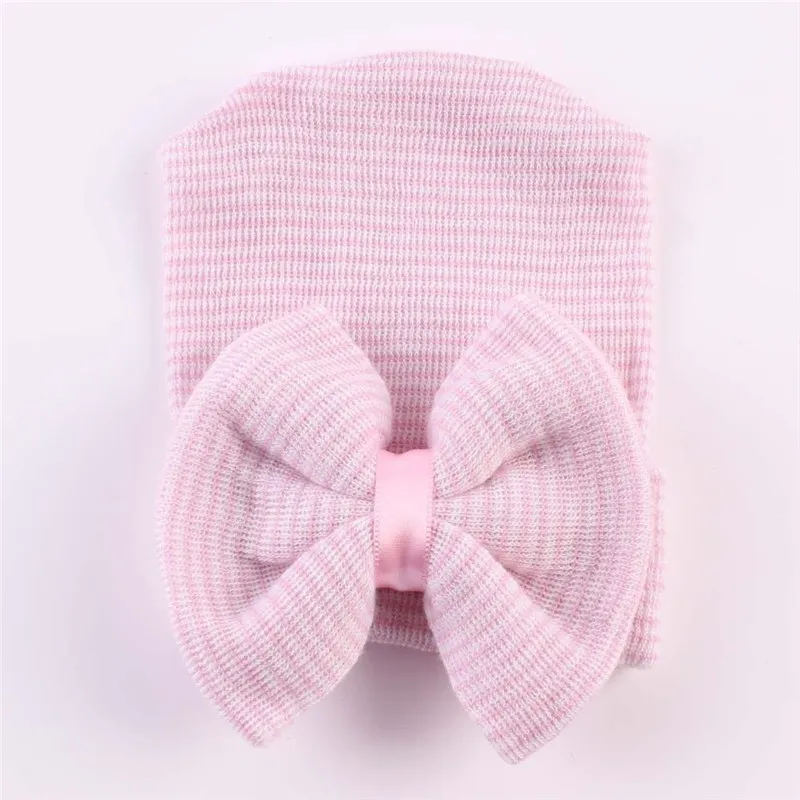 Winter Baby Hat New Cute Newborn Girls Cotton Bow Stripe Beanie Infant Toddler Comfy Hospital Cap Caps | Детская одежда и обувь