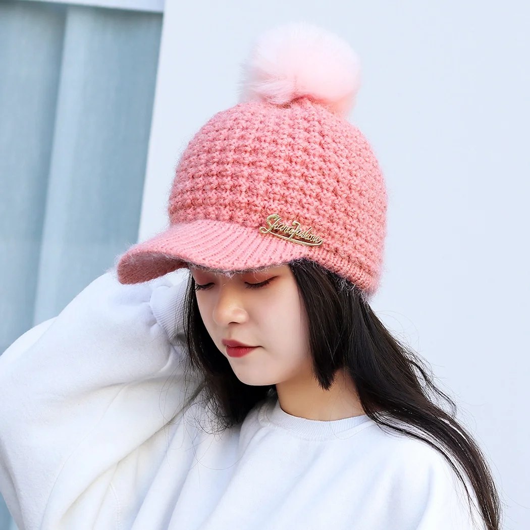 Женская уличная флисовая Кепка Snapback вязаная бейсболка зимние теплые шапки с