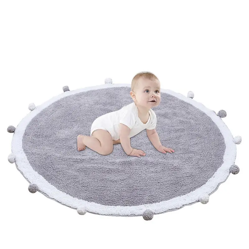 Children Carpet Kids Play plush Rug Play Game Mat Baby Sleep Nest Round Children Room Carpet Baby Gym Cartoon fur ball