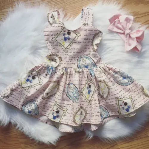 Summer Sleeveless Cartoon Flower Newborn Girl Princess Dress Bowknot Bandage Kids Party Wedding Pageant Slip Pink Outfits | Детская