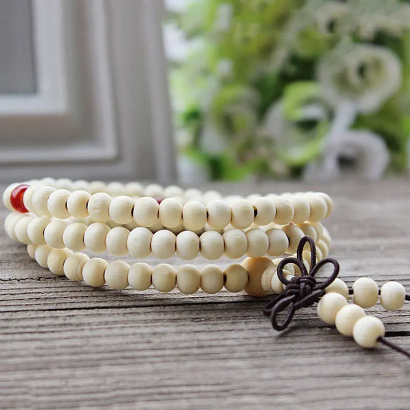 Белый браслет Bodhi 6 мм Bless pray Sutra chain0 spirituality наручные вены новый буддистский монах