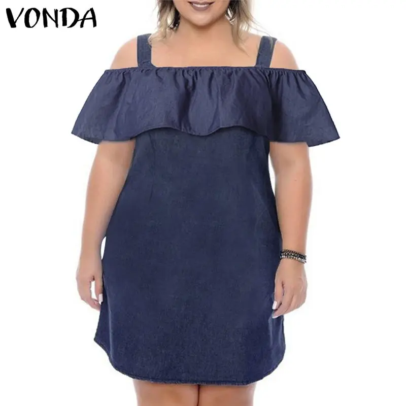 Плюс размеры Винтаж сексуальный комбинезон VONDA платье на бретельках женский