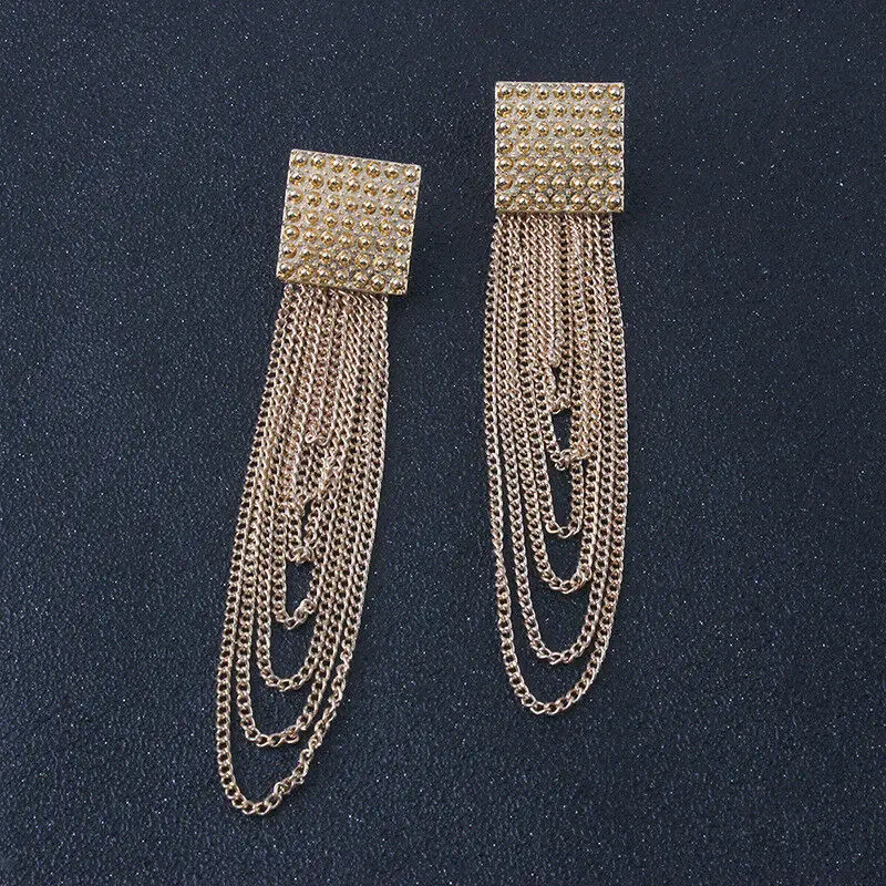 ZTMYHDHD Womens Earring Drop Dangle Exaggerated Tassels Metal Retro Statement Earrings For Anniversary Day Jewelry | Украшения и