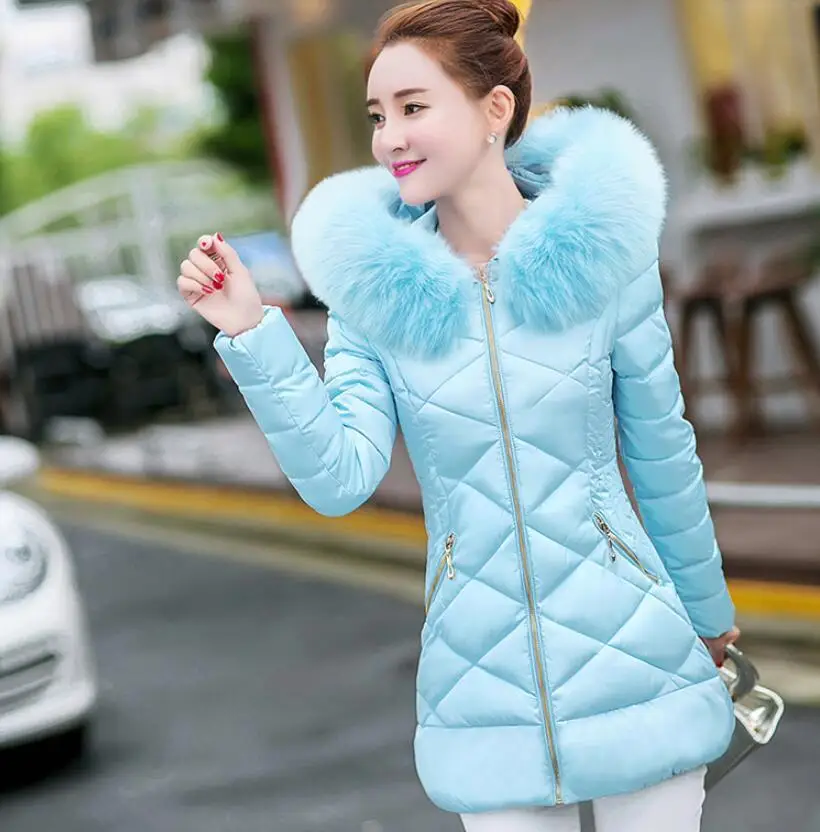 

2018 winter cotton women's long section slim temperament women's light feather thin cotton pad winter clothing women's jacket