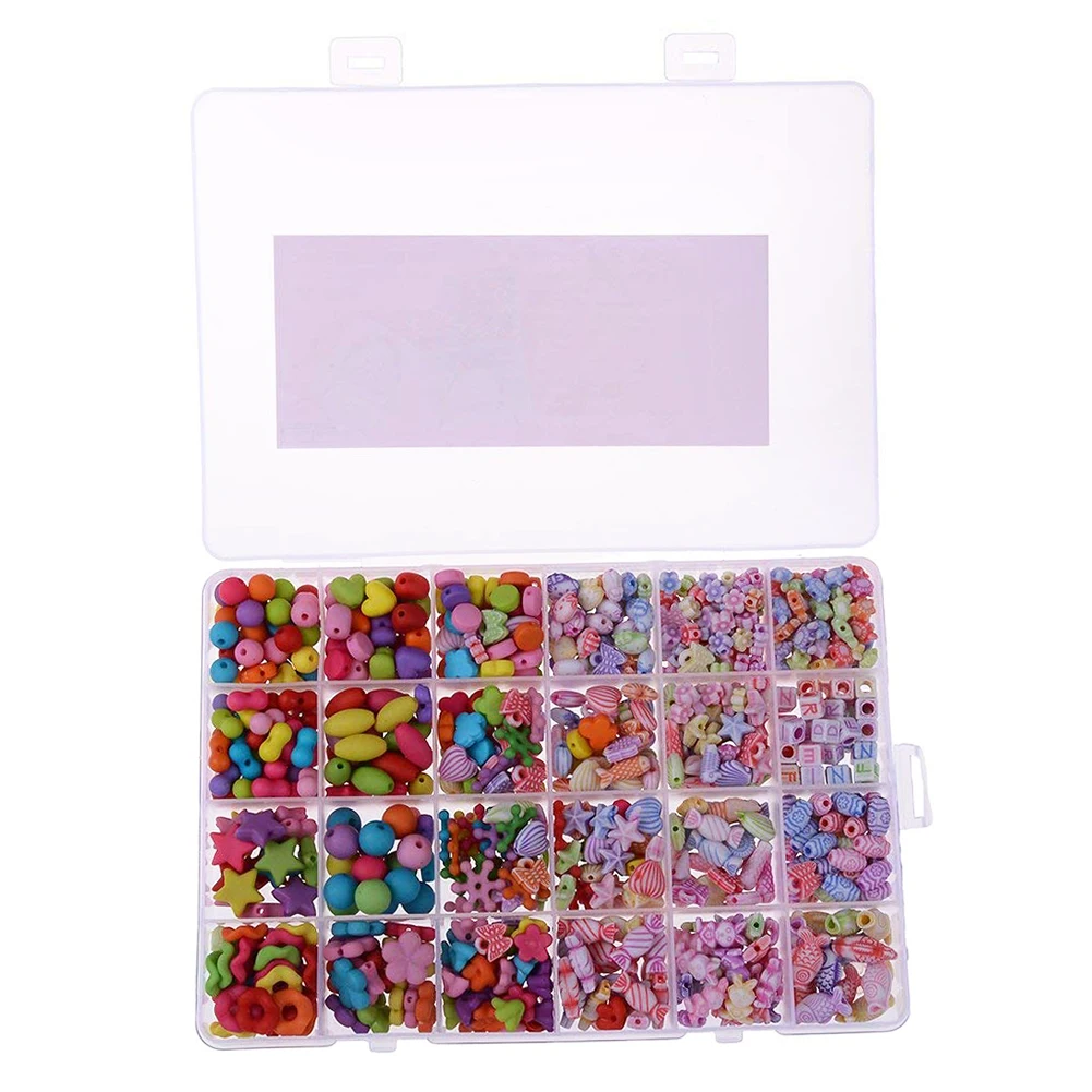 

720 Pieces Kids DIY Bracelet Necklace Beads Jewelry Making Colorful Craft Acrylic Beads with Bonus Accessories for Girls Gift