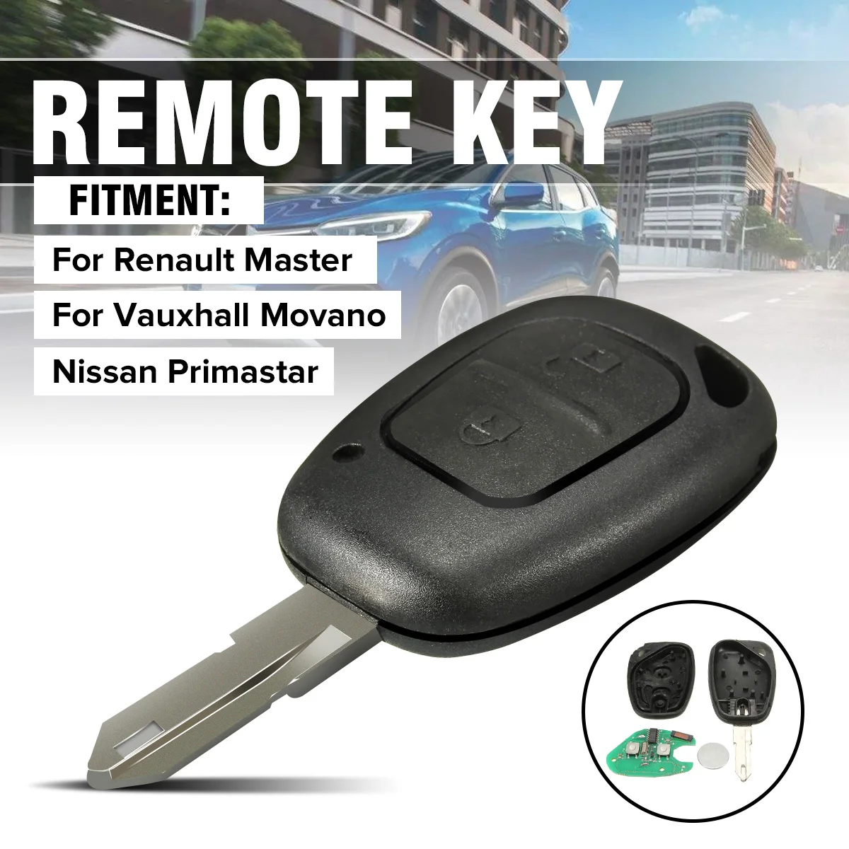 2 кнопки дистанционный смарт ключ-брелок для Renault Master Trafic для Vauxhall для Movano Interstar для Nissan Primastar 2002-2009