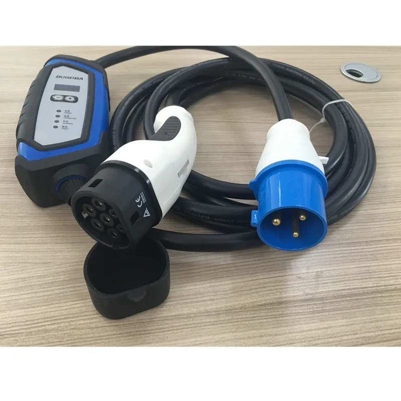 Ev зарядное устройство регулируемое Evse 10 13 16 32A 3 контакта Cee вилка IEC62196 Тип 2 7