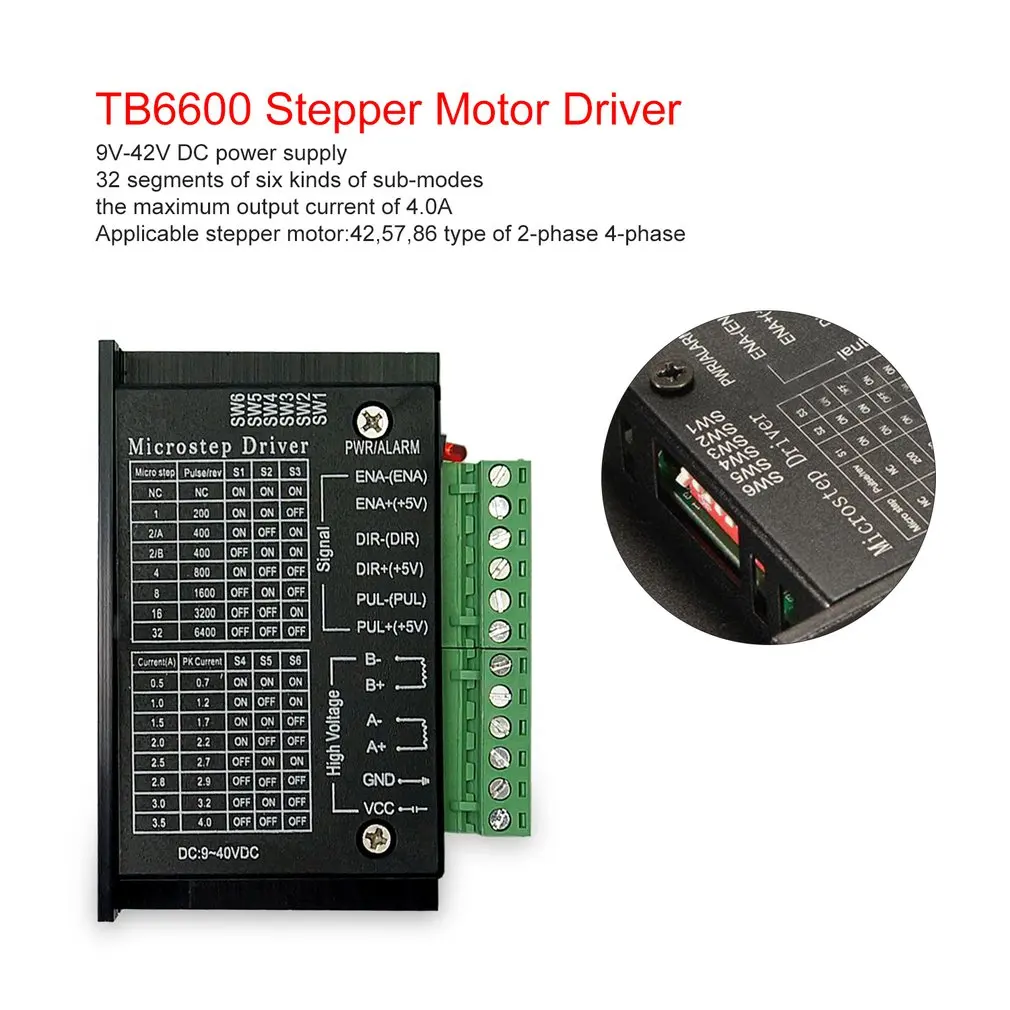 TB6600 4.0A Драйвер шагового двигателя 42/57/86 32 сегментов обновленная версия 42VDC для