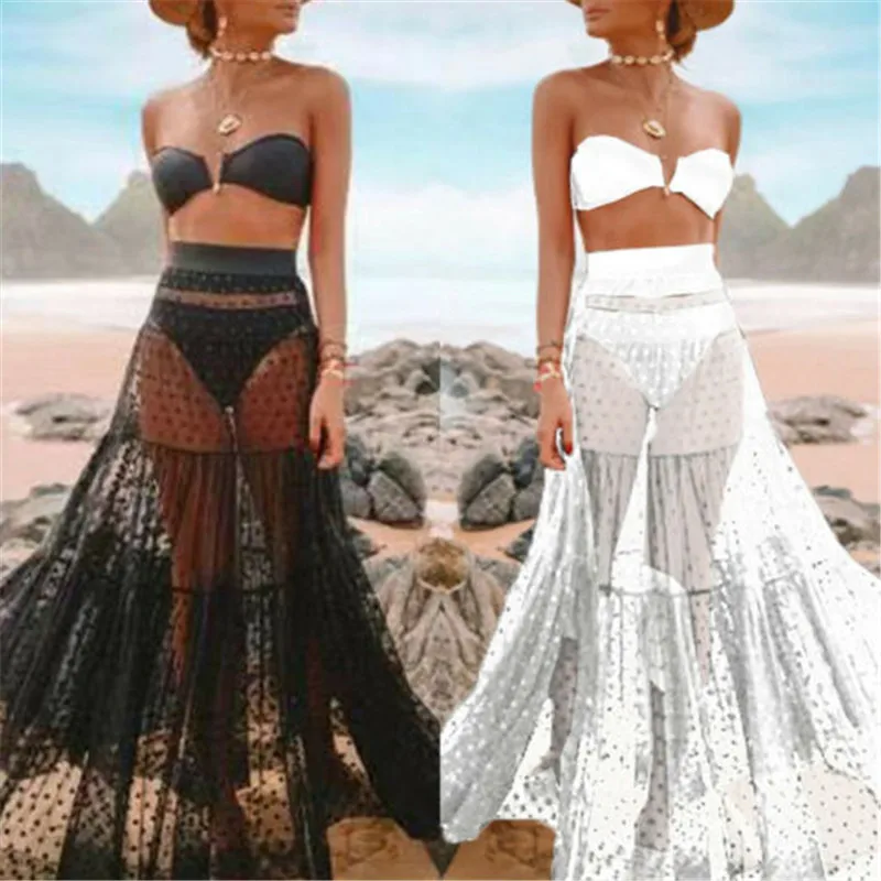 Women's Sheer Mesh Bikini Cover Up 2019 Brazilian Swimwear Swimsuit Transparent Sexy Beach Wear Bathing Suit Summer Skirts | Женская