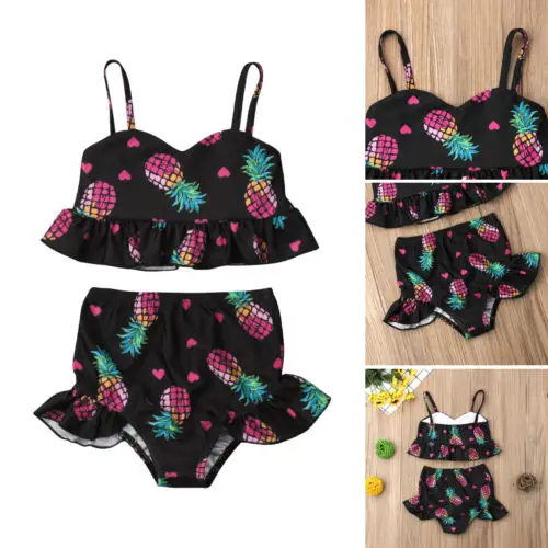 Одежда для маленьких девочек из 2 предметов топы с принтом ананаса + шорты