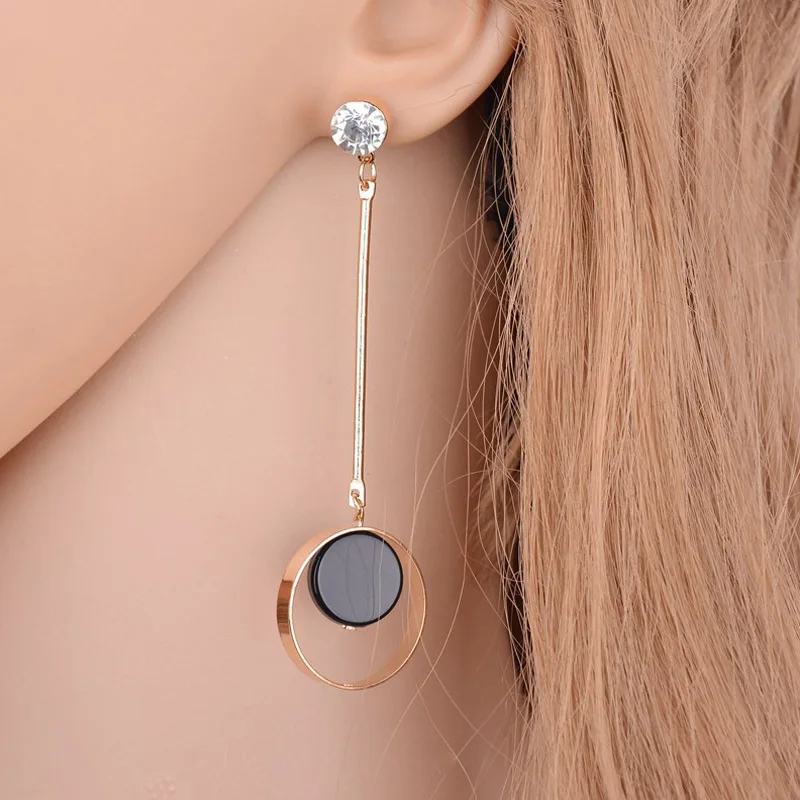 1 пара модные геометрические серьги-подвески золотого цвета с кристаллами из