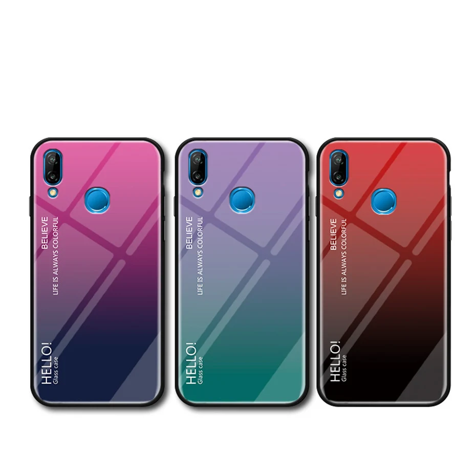Чехол для Huawei Mate 20 Pro P9 P10 P20 Plus роскошный градиентный чехол из закаленного стекла