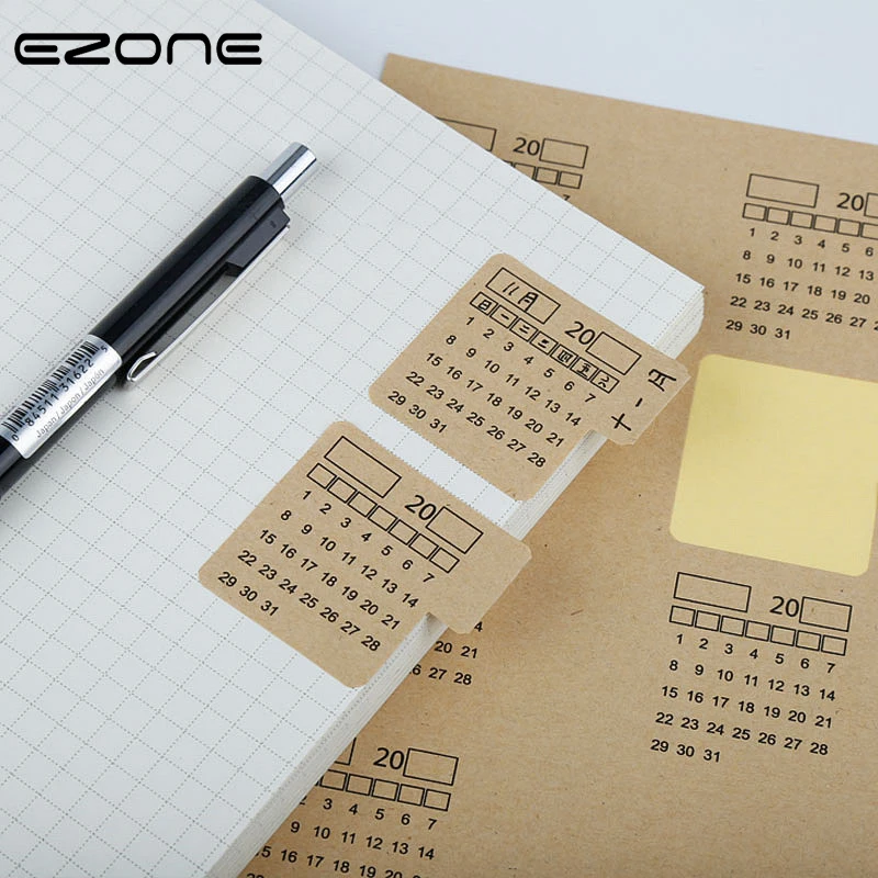 EZONE 2 шт. клейкие календарные наклейки крафт-бумага рукописный календарь блокнот указательный ярлык наклейка закладки канцелярские принадлежности