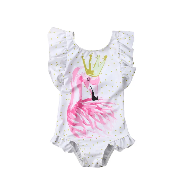 Купальник-бикини с принтом фламинго для новорожденных и маленьких девочек