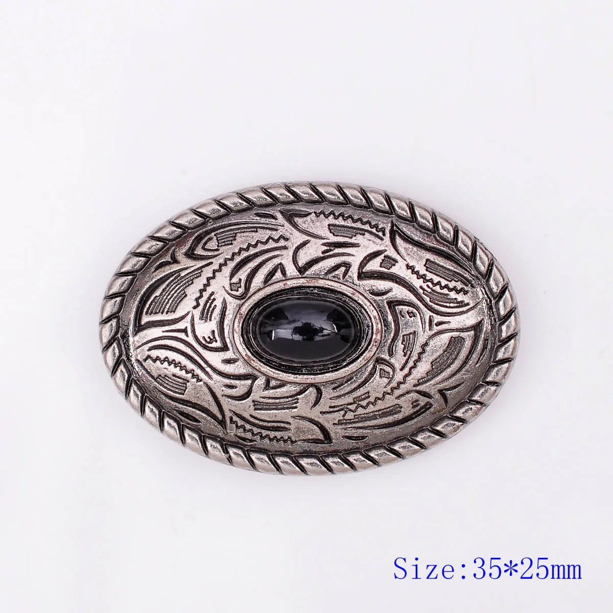 

10X 35X25MM Western Antique Sliver Black Turquoise Engraved Saddle Tack Belt Prairie Dust Oval Conchos
