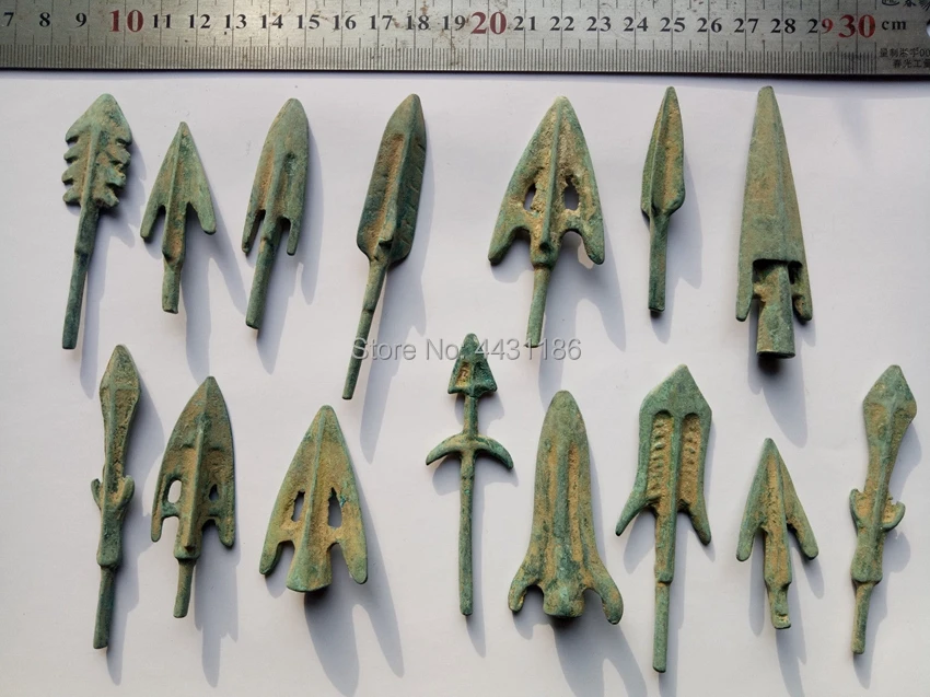 Бесплатная доставка 15 шт * старая китайская война лучник бронзовая стрела Голова