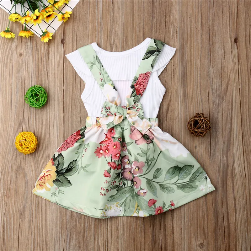 Детский летний комплект одежды из 2 предметов с цветочным рисунком | Мать и