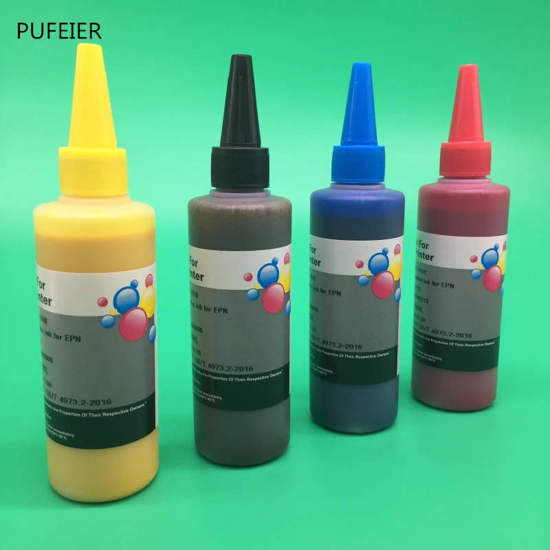 4 бутылочки x 100 мл T1351 T1332 T1334 пигментные чернила для Epson Stylus T25 TX125 TX133 TX135 BK C M Y